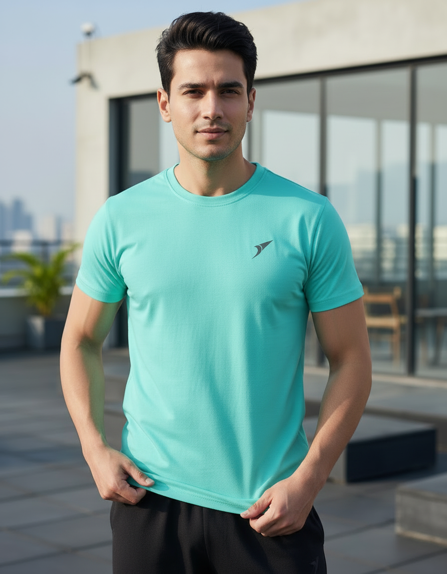 Men’s Premium Sports Activewear T-Shirt-Green-blue| Lightweight & Breathable