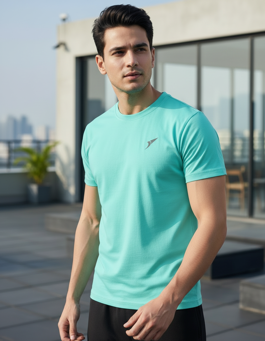 Men’s Premium Sports Activewear T-Shirt-Green-blue| Lightweight & Breathable