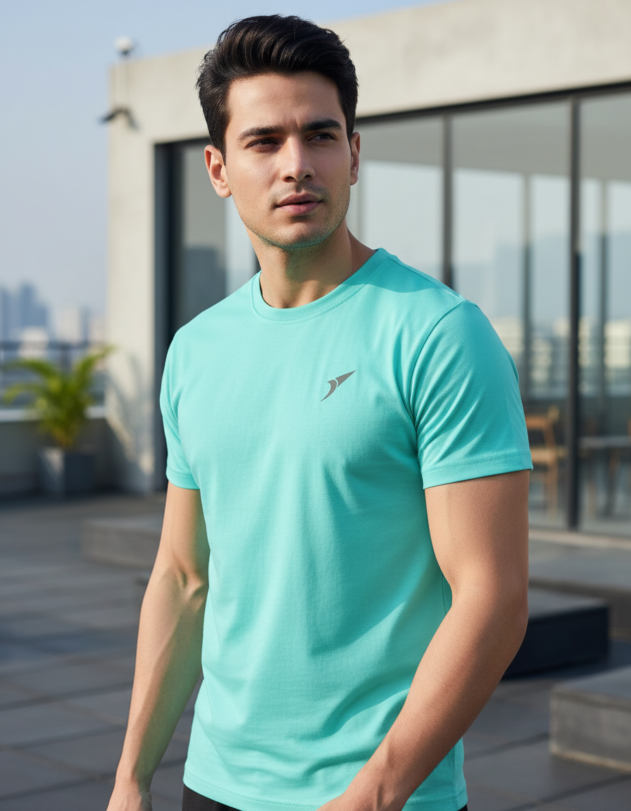 Men’s Premium Sports Activewear T-Shirt-Green-blue| Lightweight & Breathable