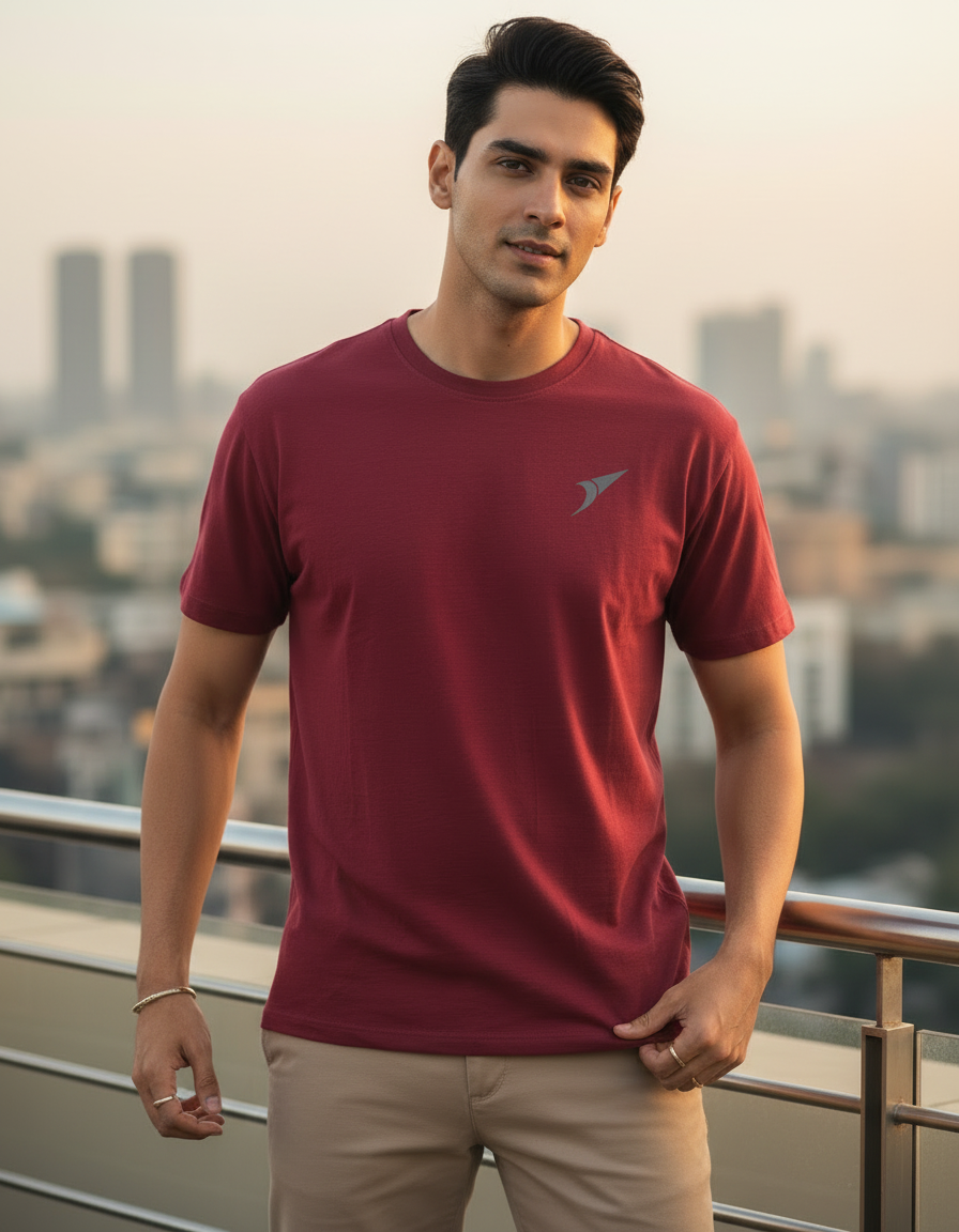 Men’s Premium Sports Activewear T-Shirt-Maroon| Lightweight & Breathable