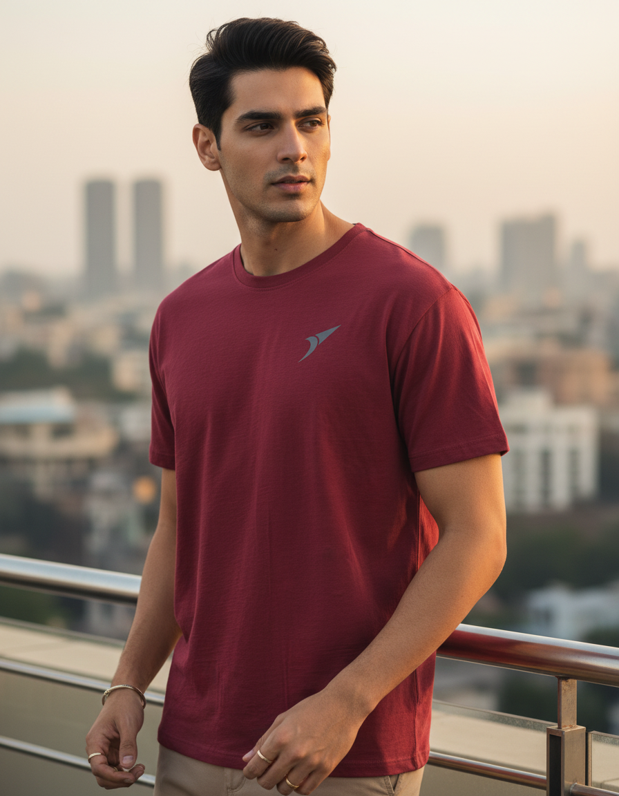 Men’s Premium Sports Activewear T-Shirt-Maroon| Lightweight & Breathable