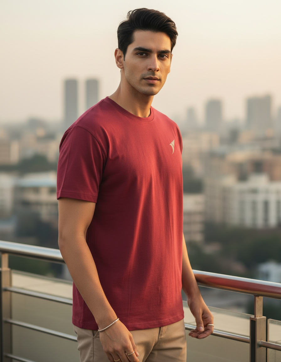 Men’s Premium Sports Activewear T-Shirt-Maroon| Lightweight & Breathable