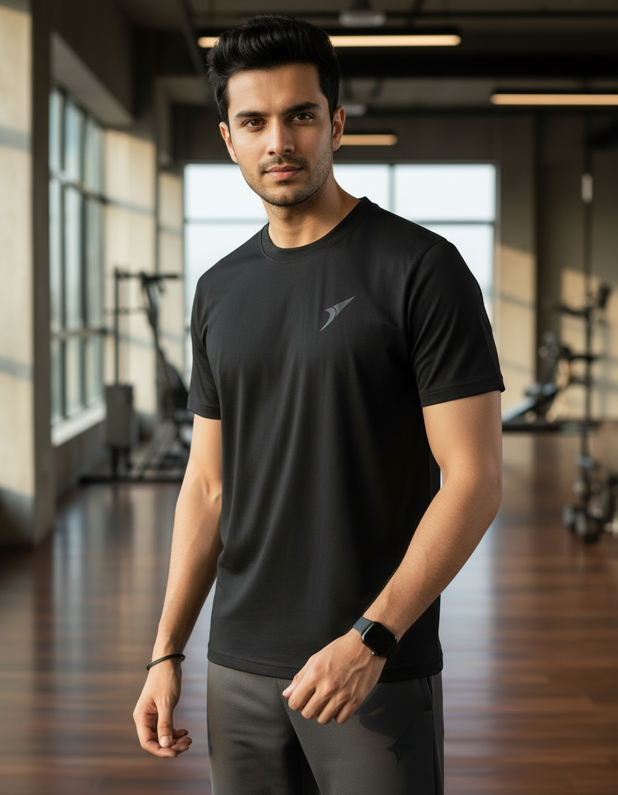 Men’s Premium Sports Activewear T-Shirt-Black | Lightweight & Breathable