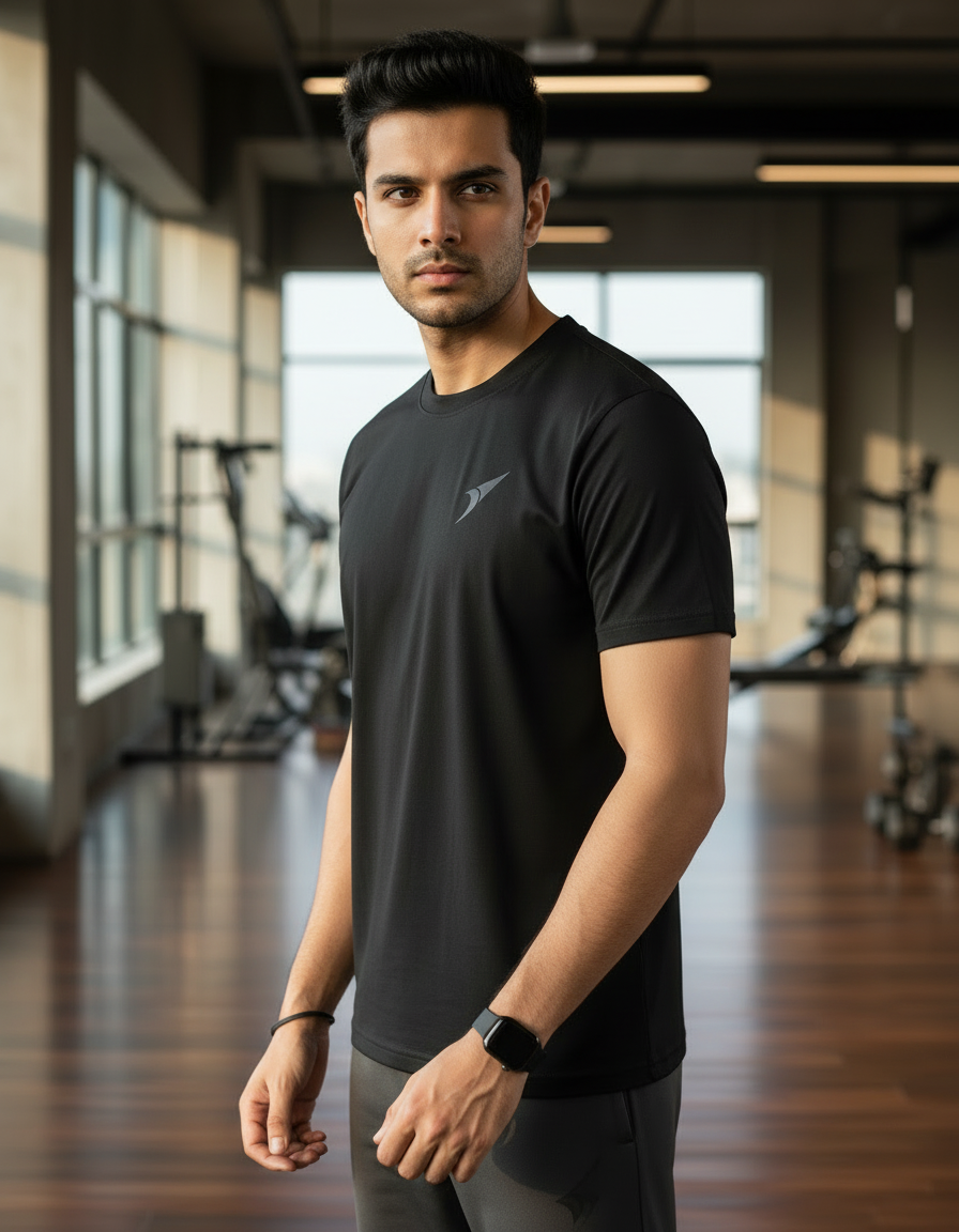 Men’s Premium Sports Activewear T-Shirt-Black | Lightweight & Breathable