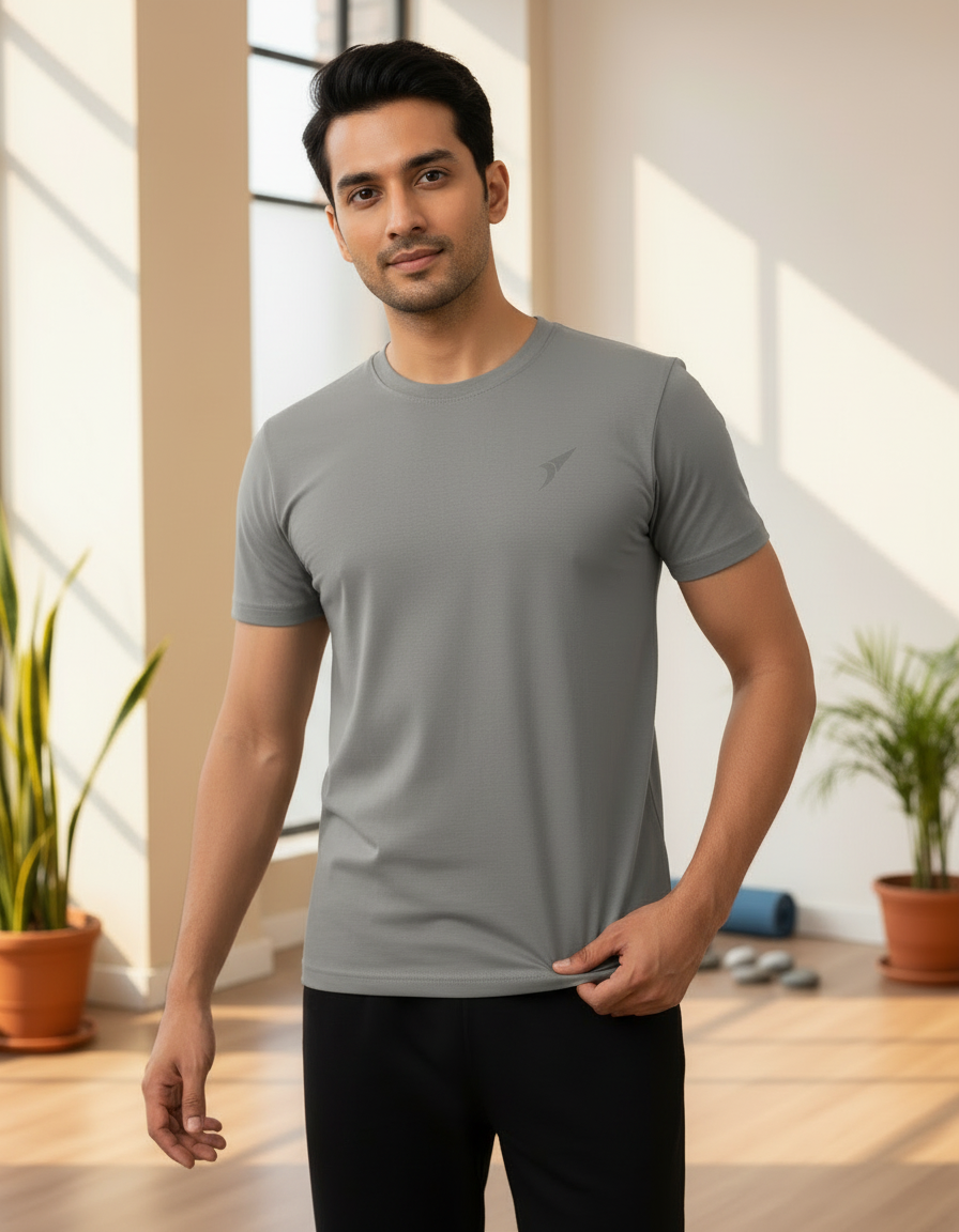 Men’s Premium Sports Activewear T-Shirt-Grey| Lightweight & Breathable