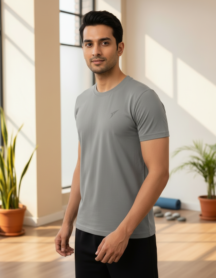 Men’s Premium Sports Activewear T-Shirt-Grey| Lightweight & Breathable