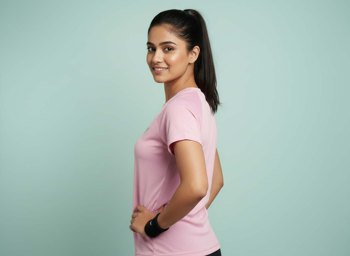 Women Light Pink Sports T-Shirt | Breathable Gym & Activewear