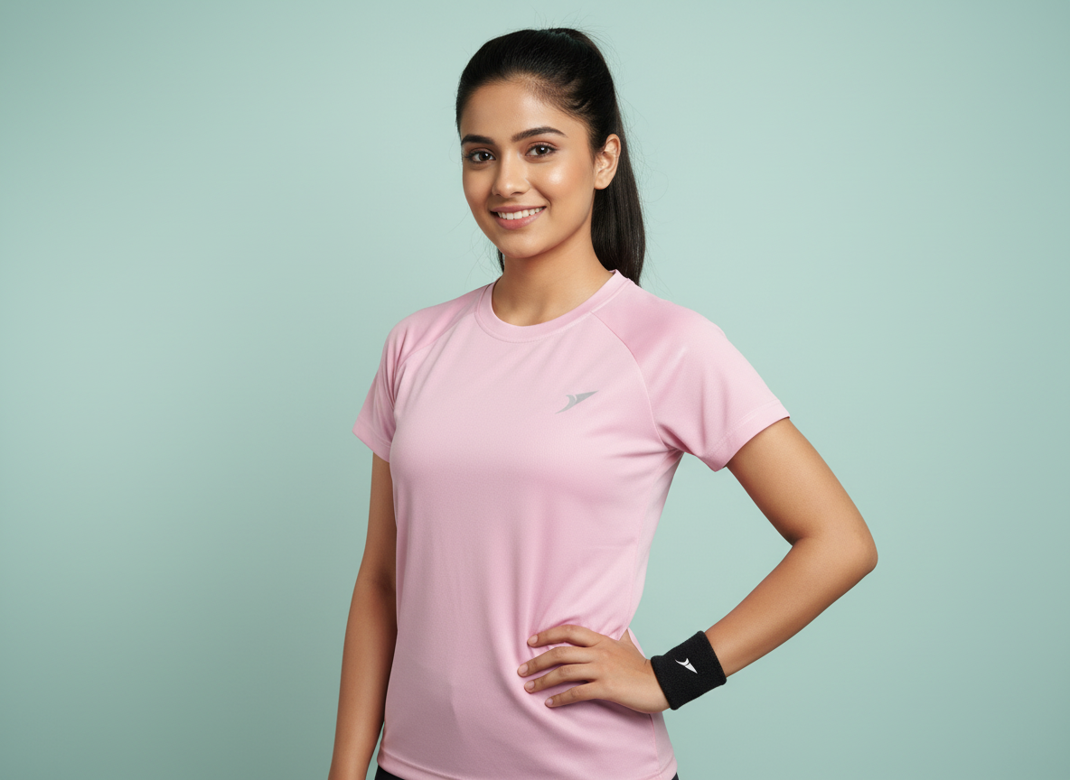 Women Light Pink Sports T-Shirt | Breathable Gym & Activewear