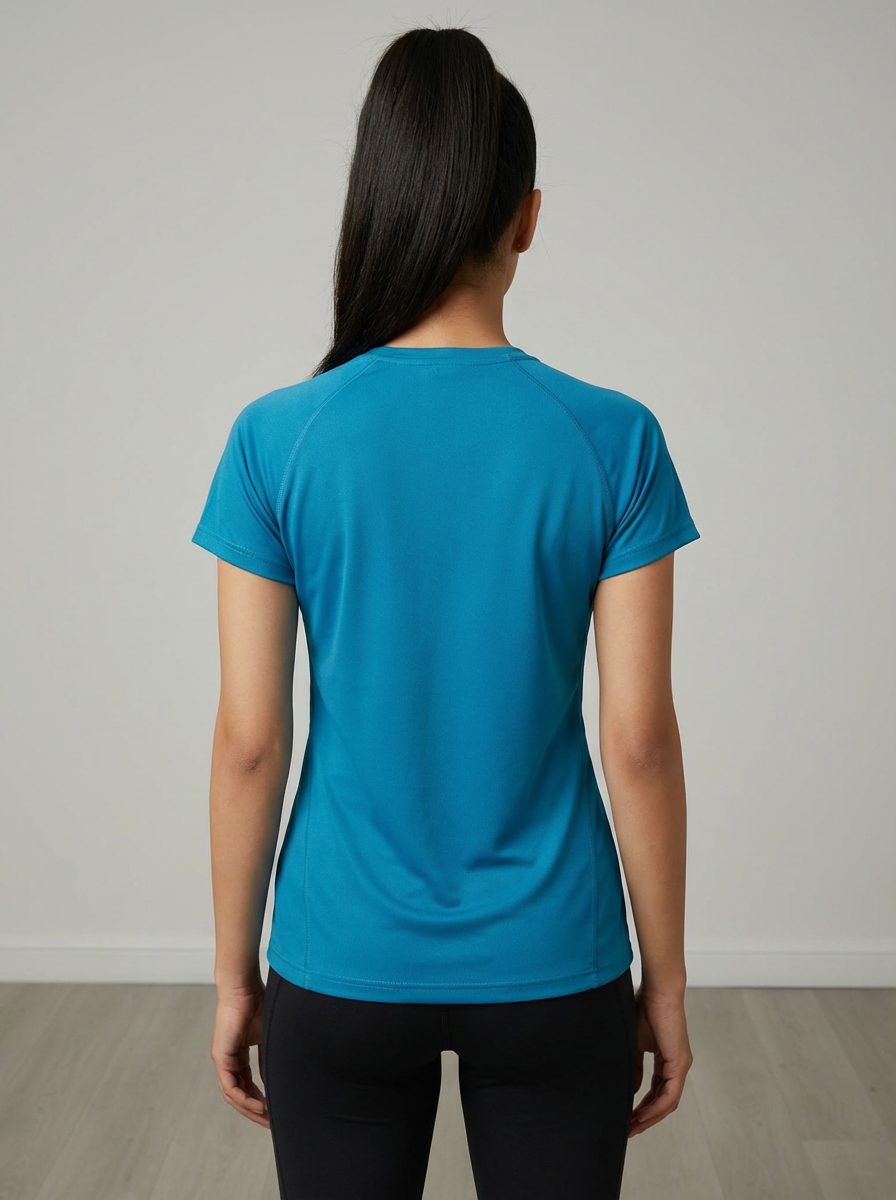 Women Teal Blue Sports T-Shirt | Lightweight Gym & Activewear