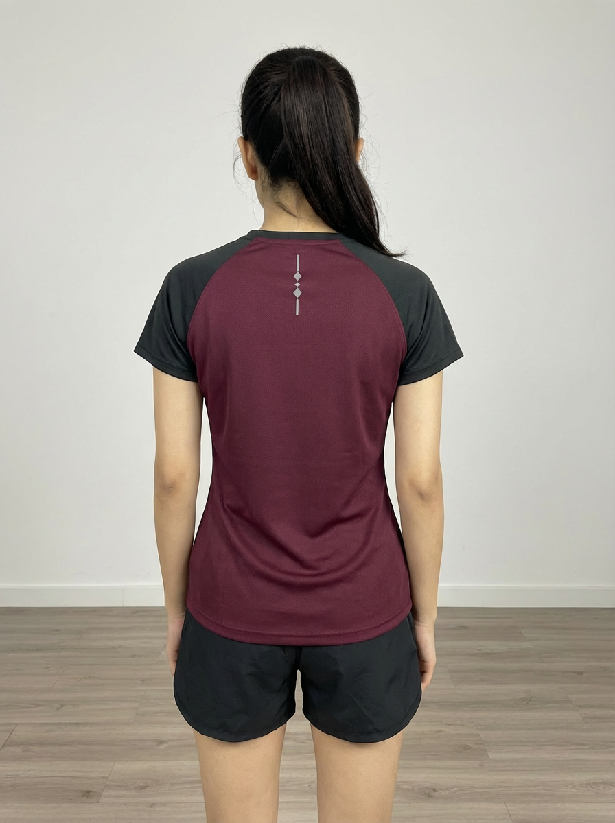 Women’s Maroon Raglan T-Shirt with Black Sleeves | Premium Micro Polly Dry-Fit Sports Activewear Casual Wear