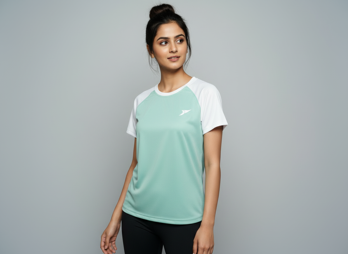 Women’s Mint Green Raglan T-Shirt with White Sleeves | Premium Cotton Casual Wear