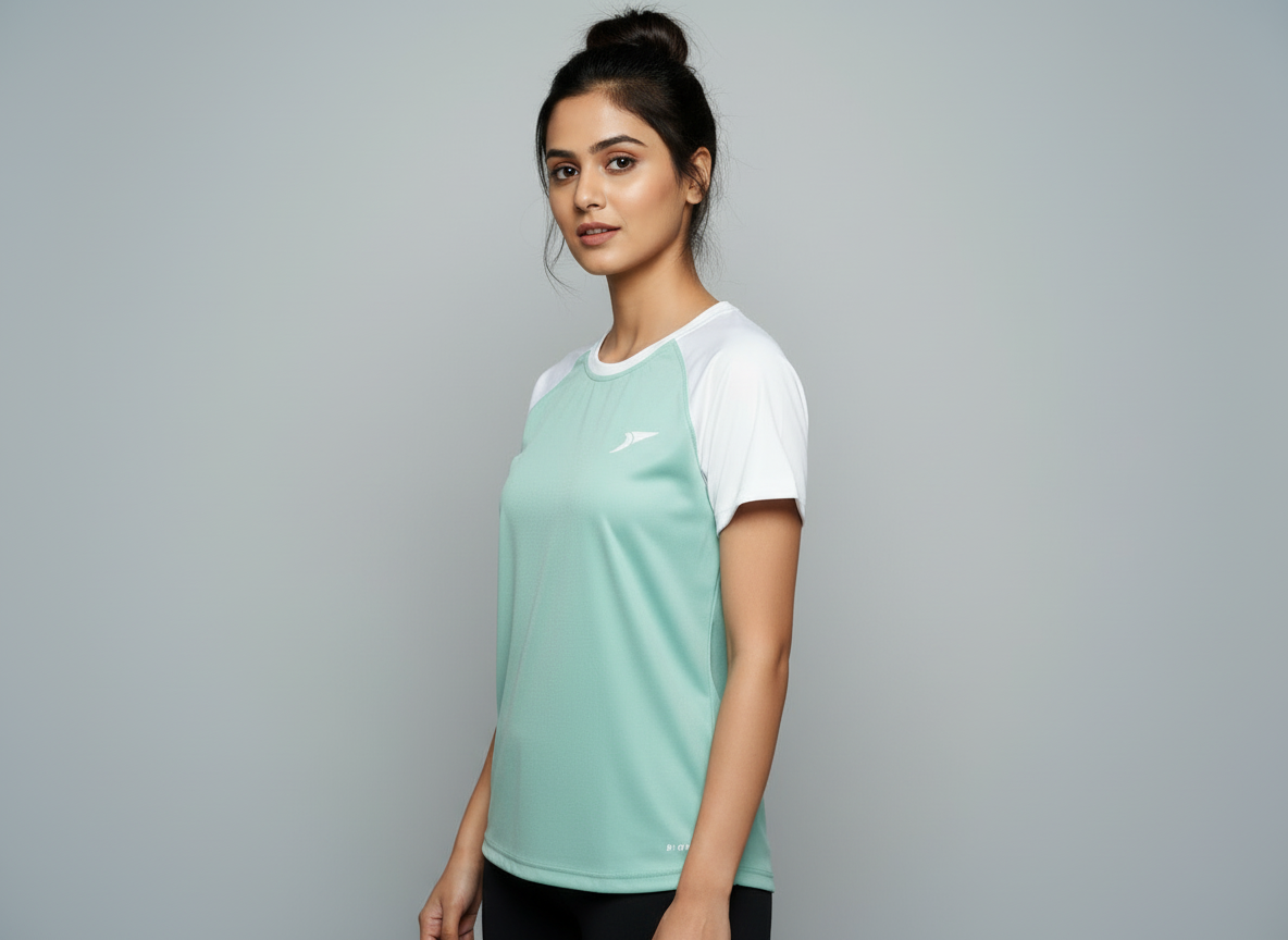 Women’s Mint Green Raglan T-Shirt with White Sleeves | Premium Cotton Casual Wear