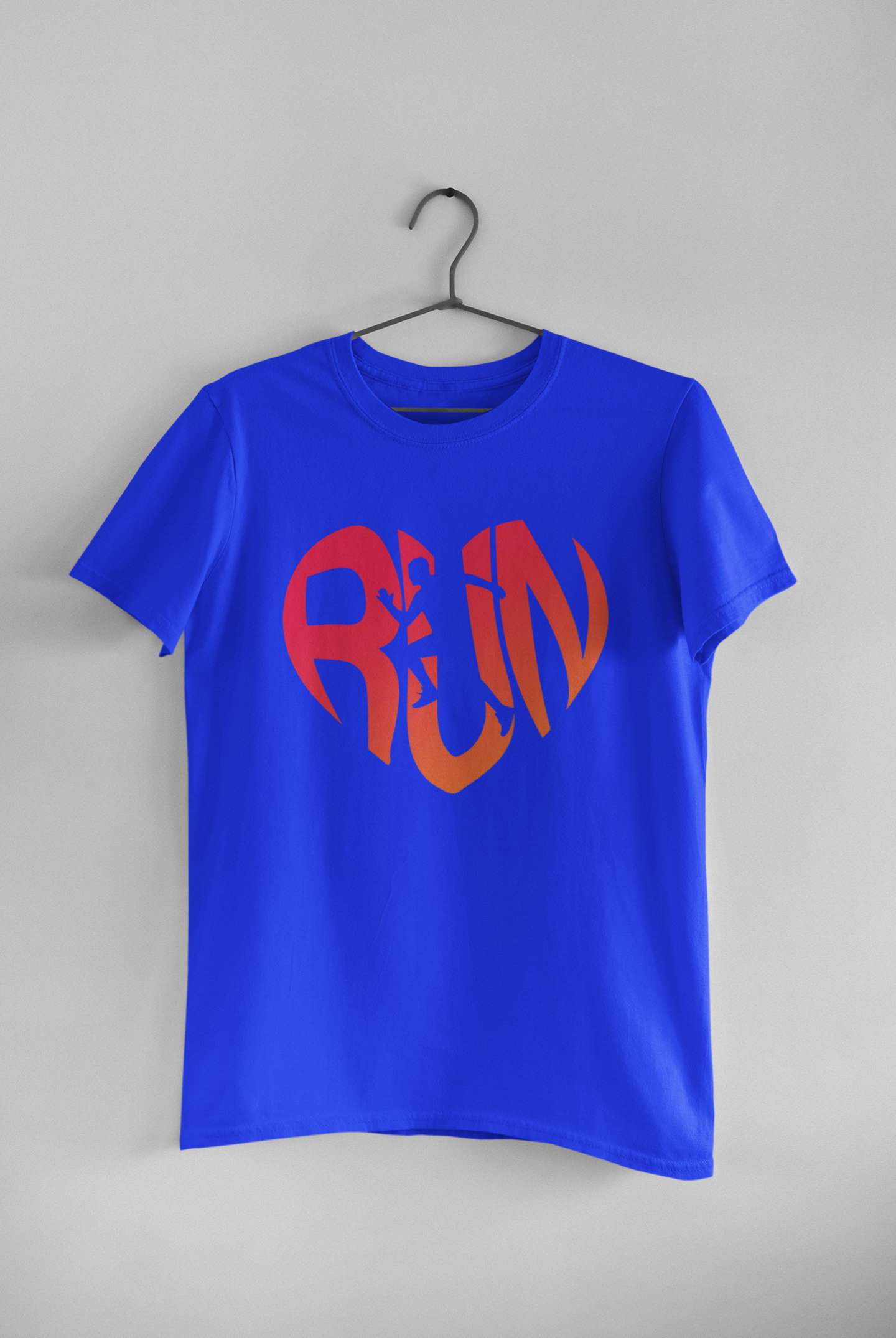 ‘RUN’ in a heart-shaped design, running unisex T-shirt