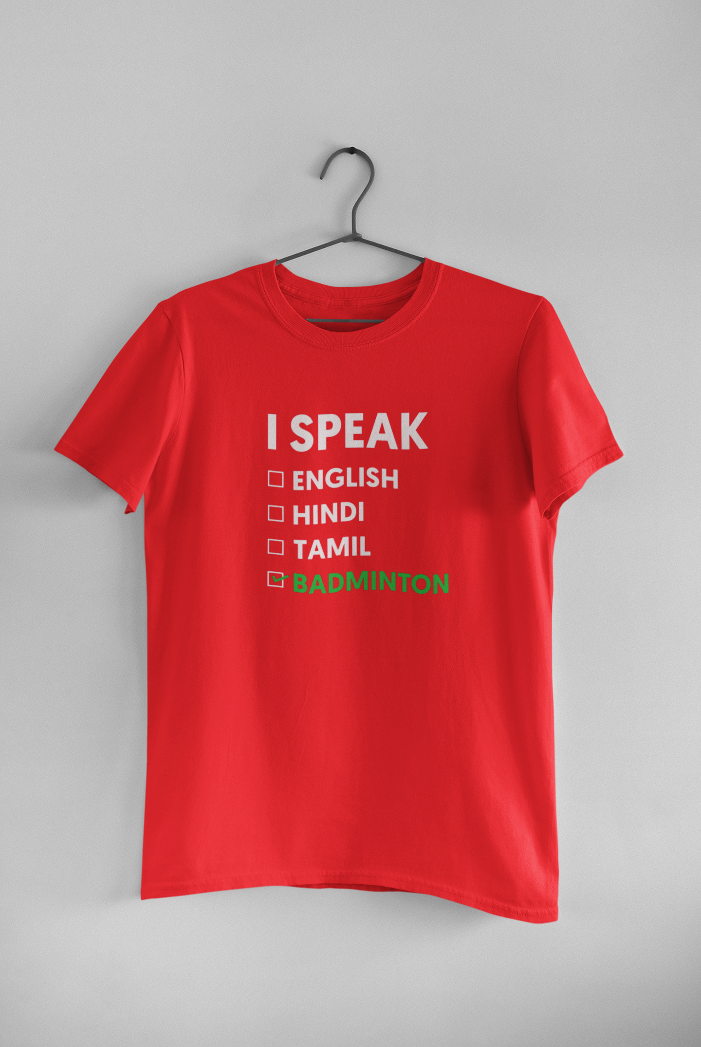 ‘I Speak Badminton’ unisex T-shirt