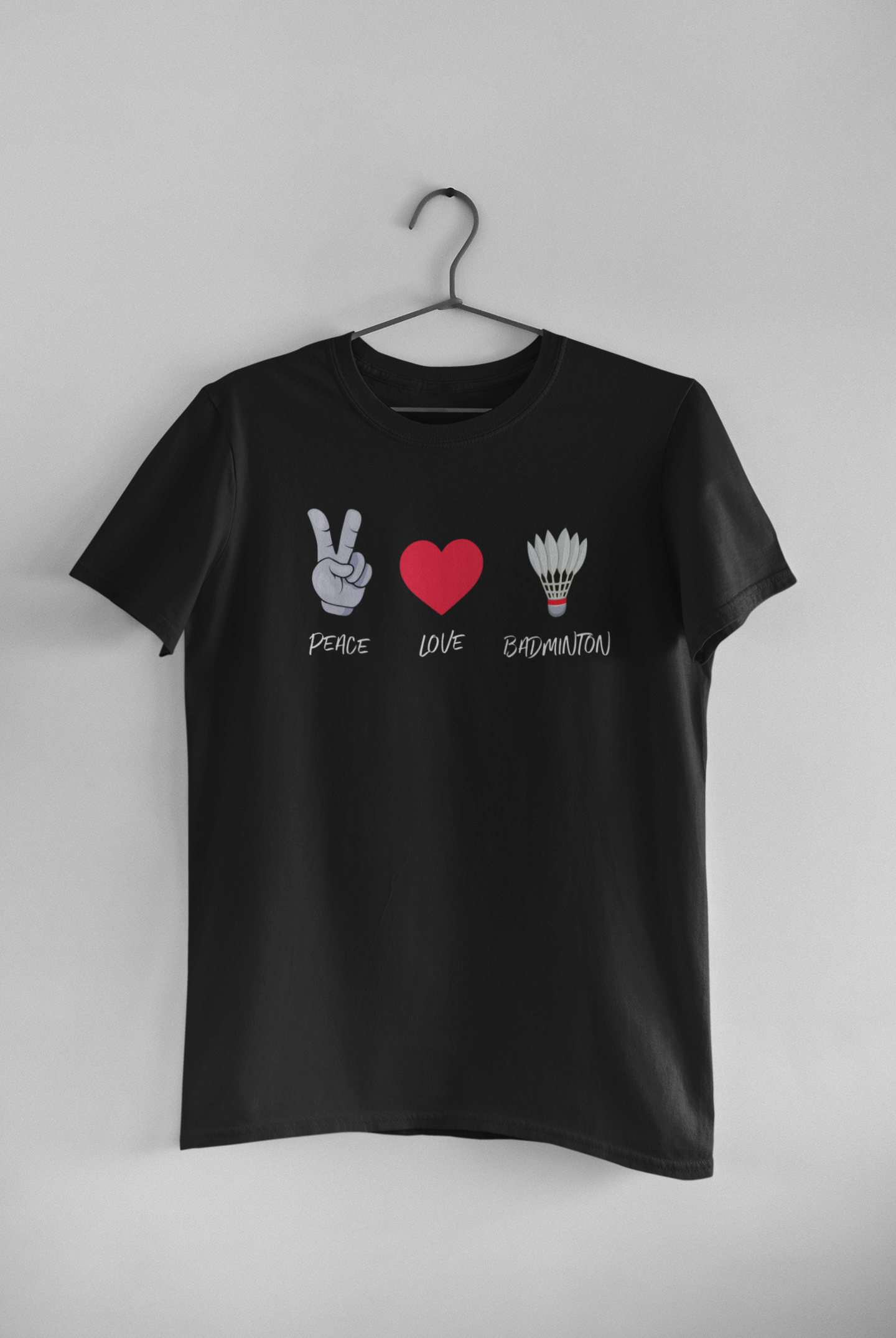 ‘Peace, Love, Badminton’ unisex T-shirt