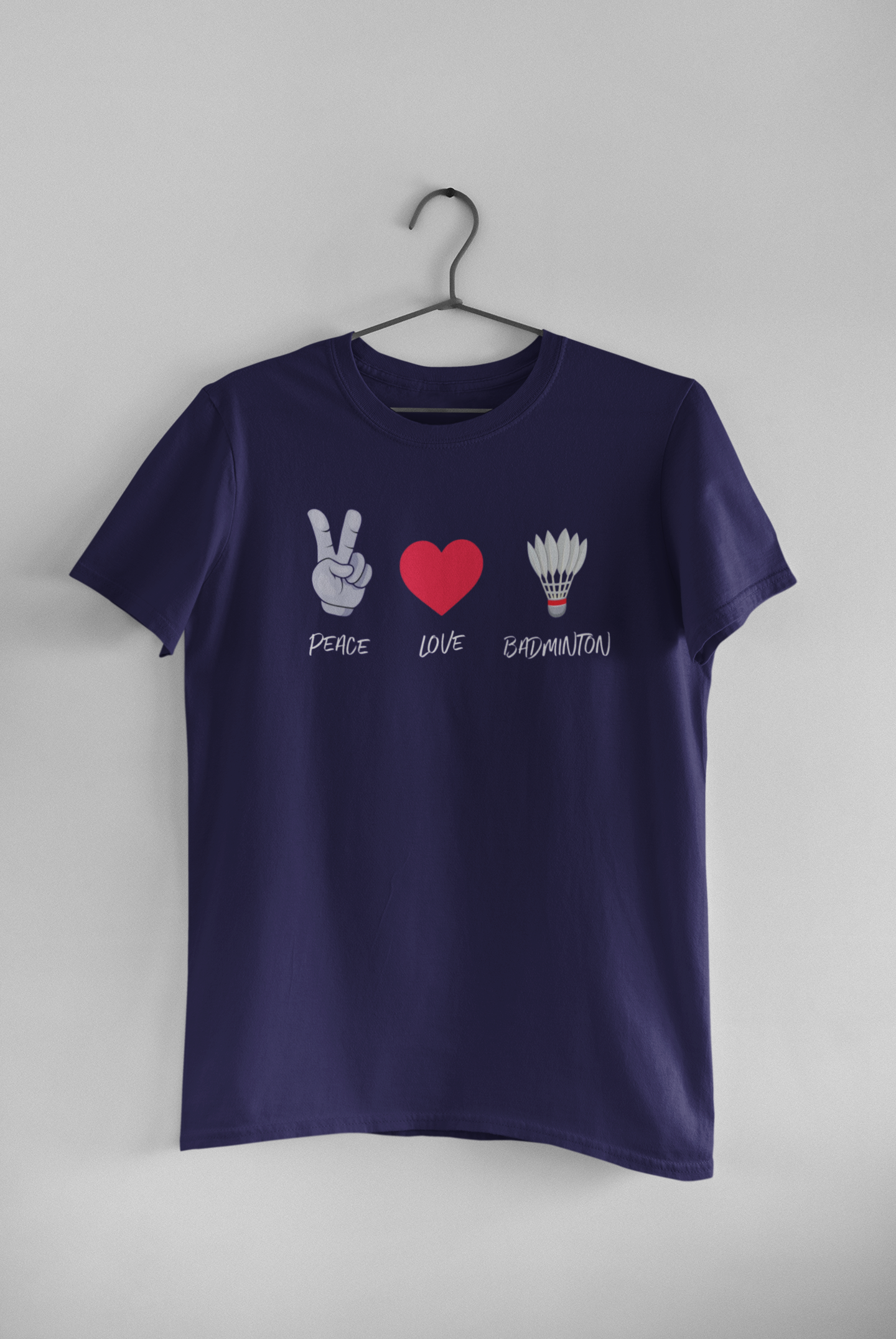 ‘Peace, Love, Badminton’ unisex T-shirt