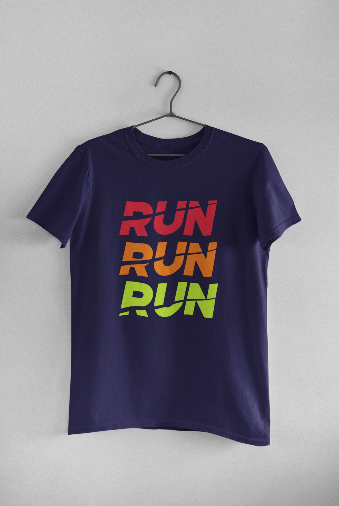 “Run. Run. Run.” in bold,unisex T-shirt
