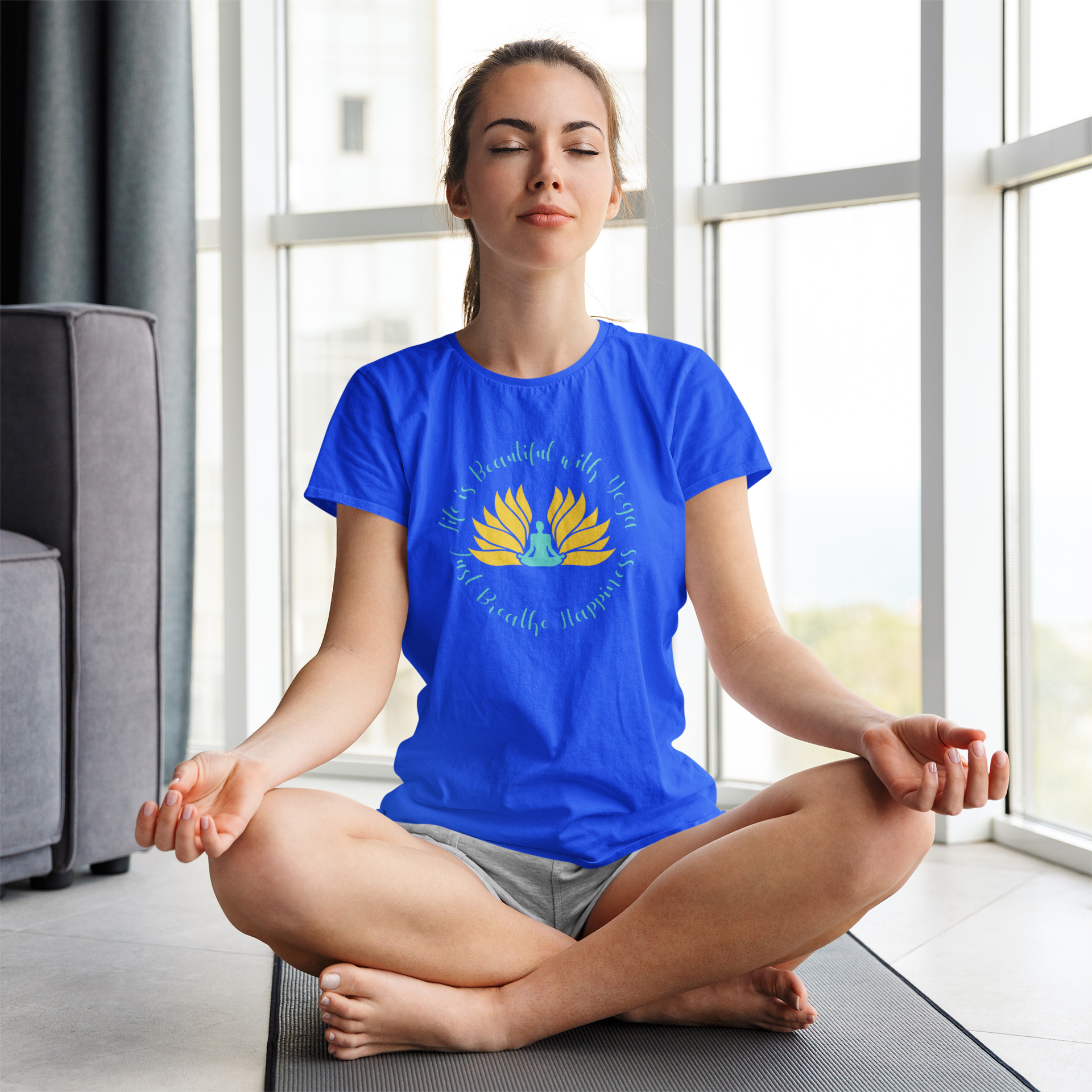 “Life is beautiful with yoga” mens tshirt