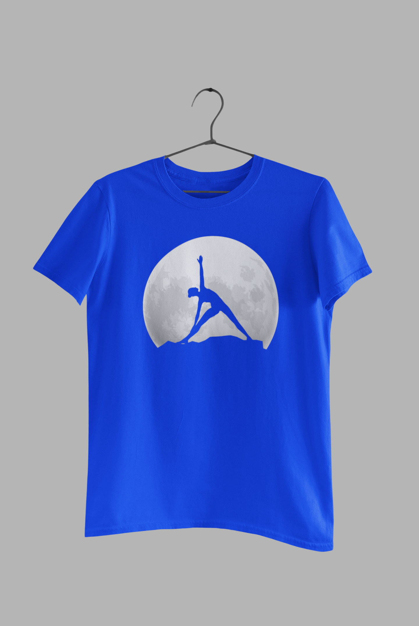 Yoga pose silhouette against a glowing moon.” Yoga unisex T-Shirt”