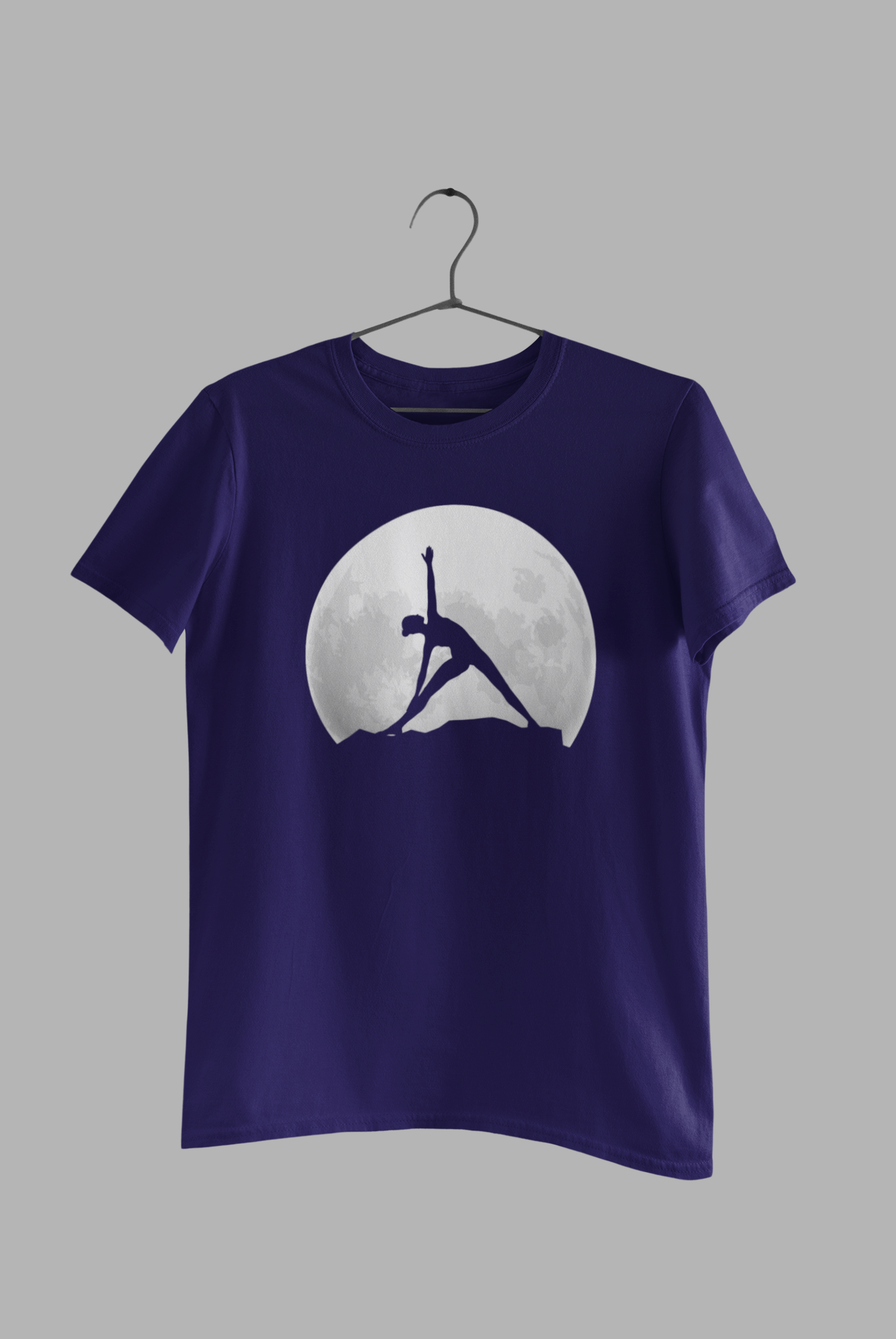 Yoga pose silhouette against a glowing moon.” Yoga unisex T-Shirt”